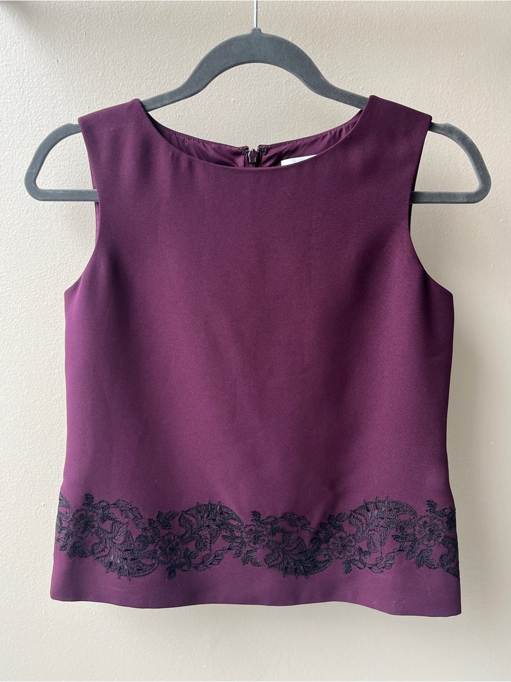 Vintage 90s Petite Sophisticate Plum Lace Hem Tank Top Y2K Office Siren- 0P